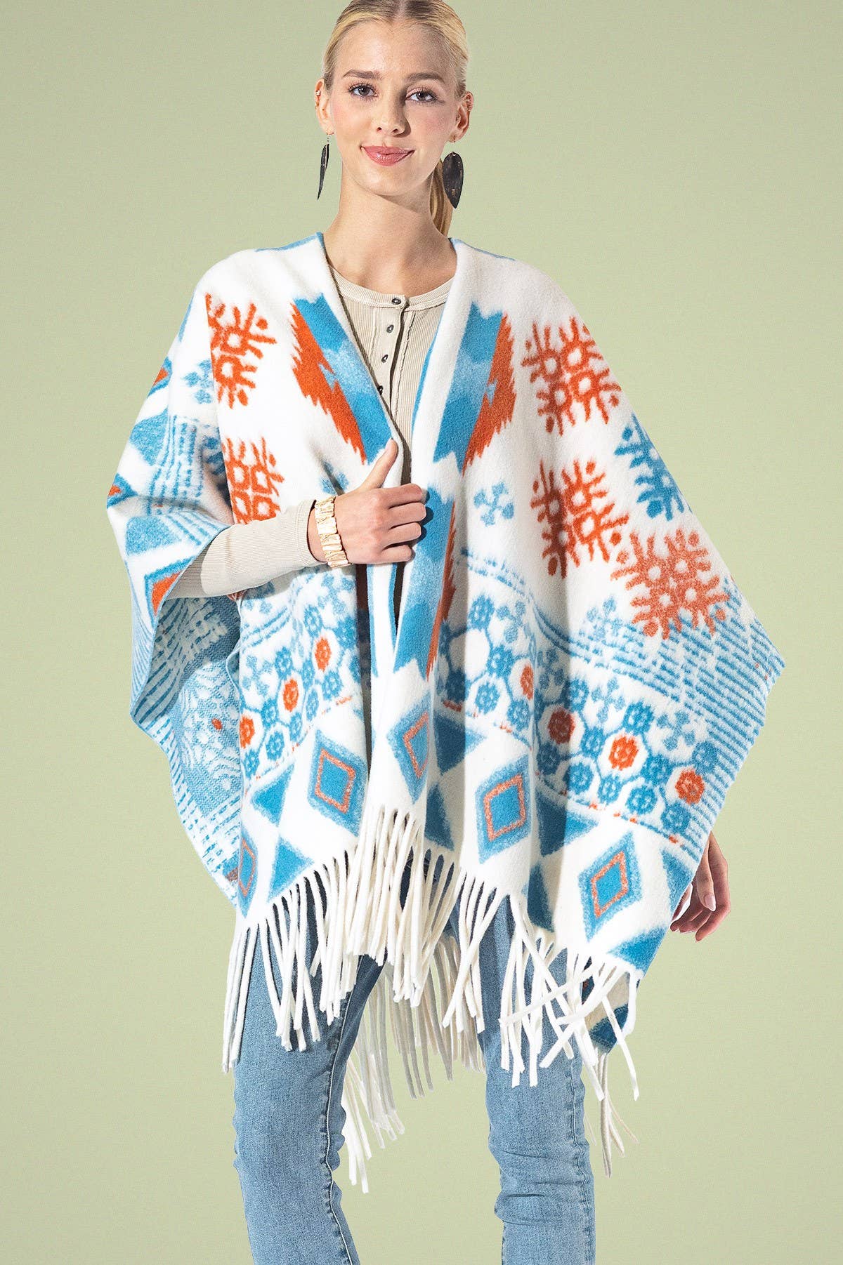 Yarn-dyed Southwestern Fringe Ruana