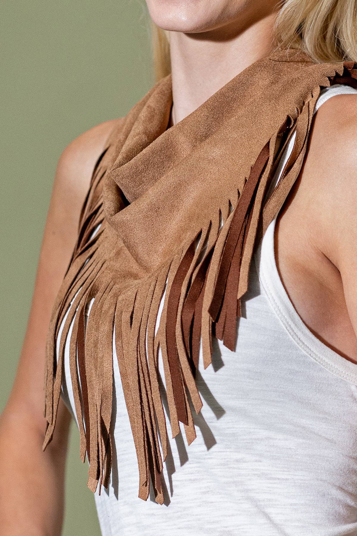 Fringed Triangle Tie Scarf