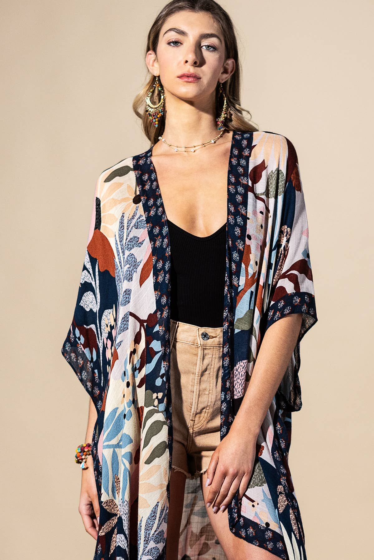 Botanical Floral Viscose Kimono