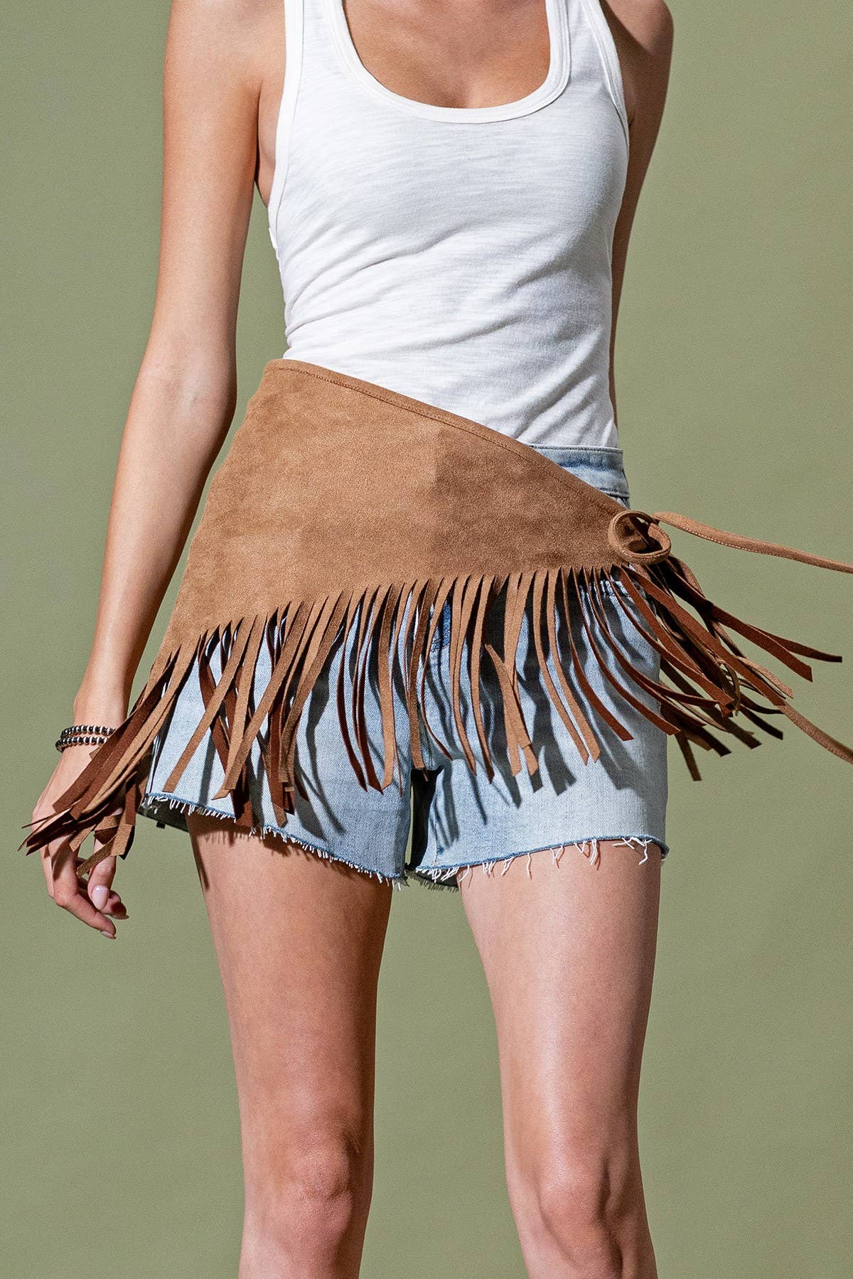 Fringed Triangle Tie Scarf