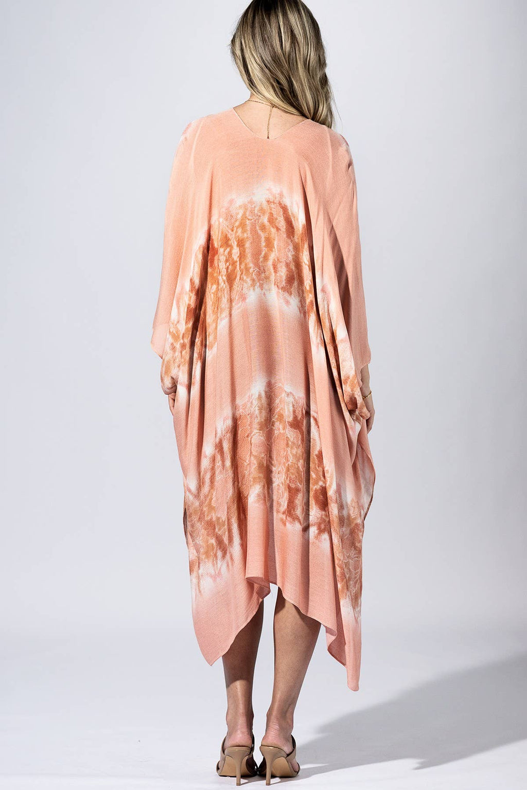 Pink Tie-Dye Border Kimono