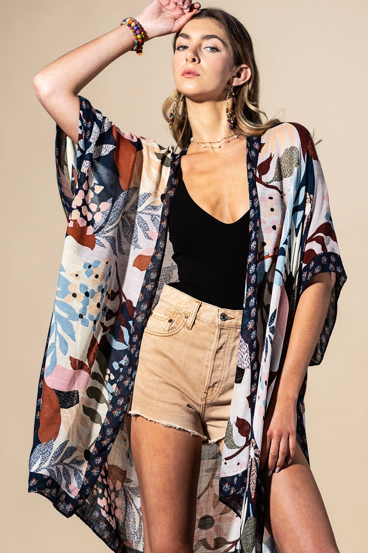 Botanical Floral Viscose Kimono