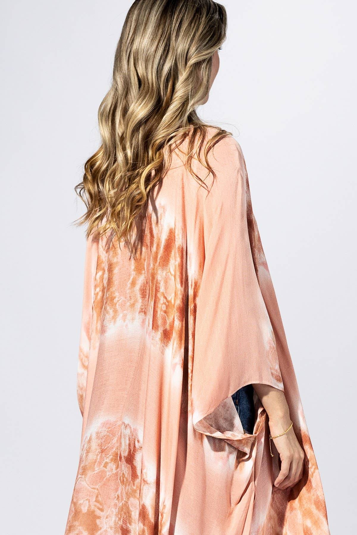 Pink Tie-Dye Border Kimono
