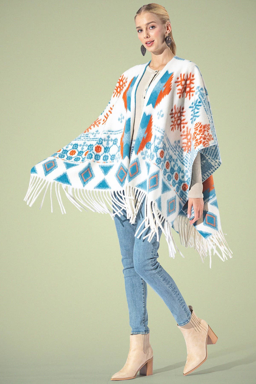 Yarn-dyed Southwestern Fringe Ruana