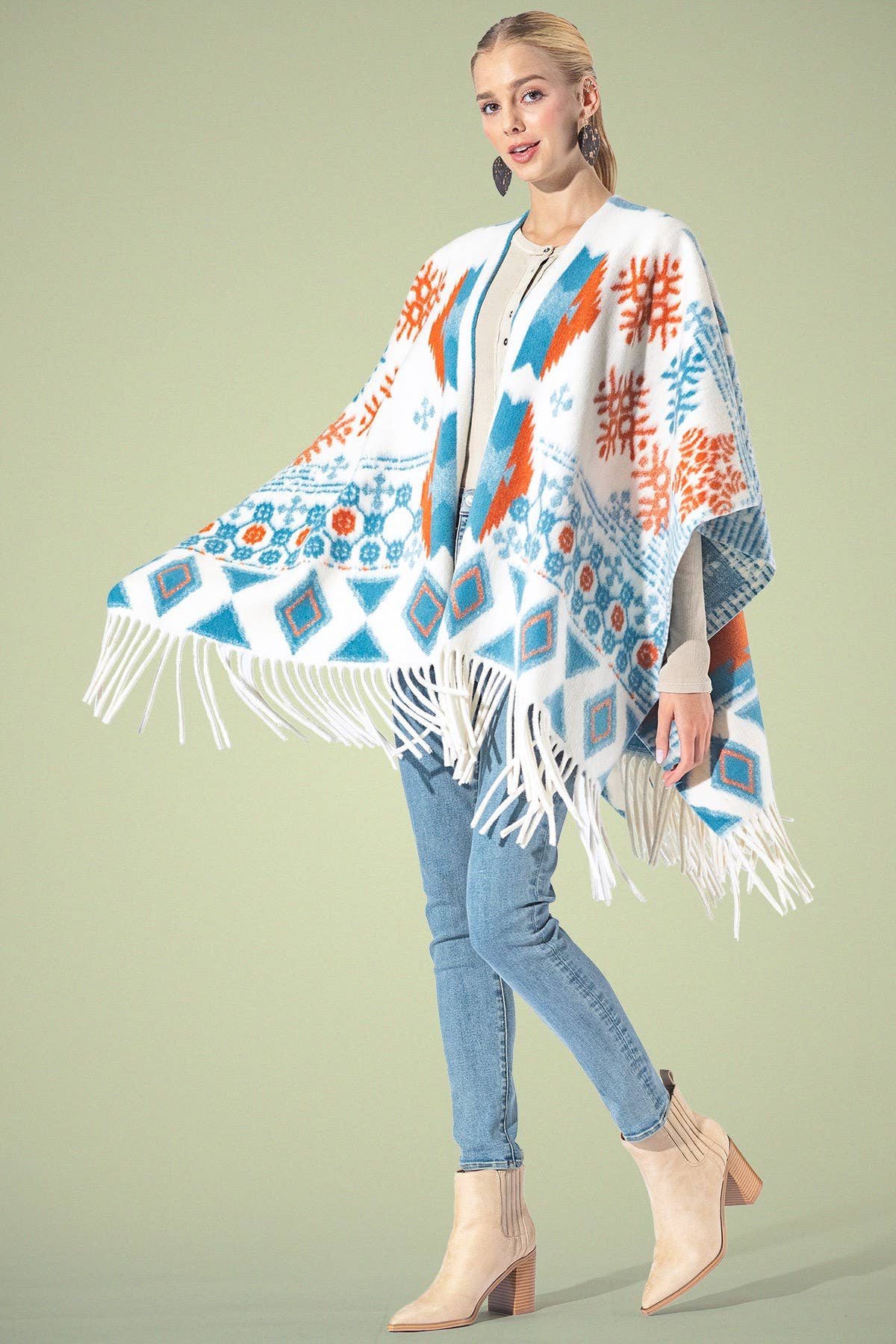 Yarn-dyed Southwestern Fringe Ruana