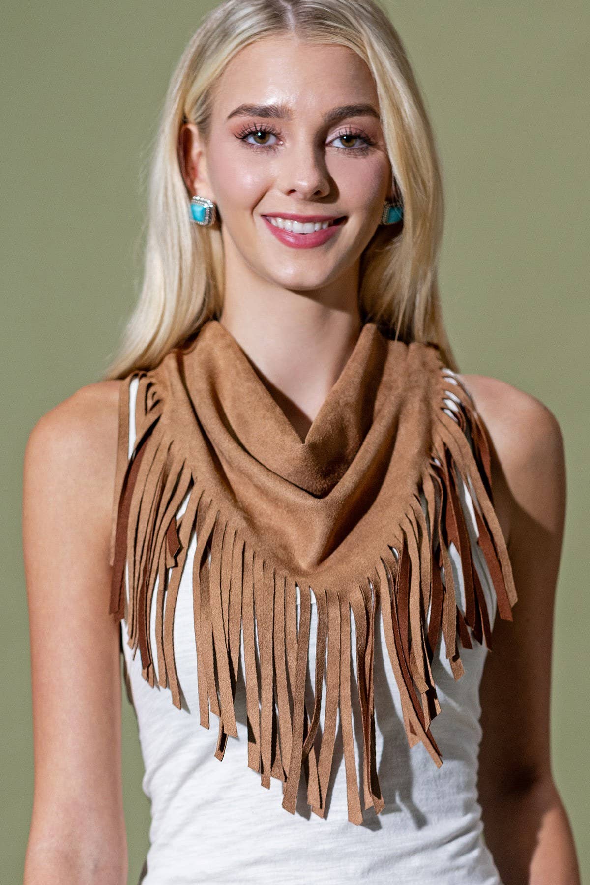 Fringed Triangle Tie Scarf