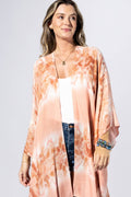 Pink Tie-Dye Border Kimono