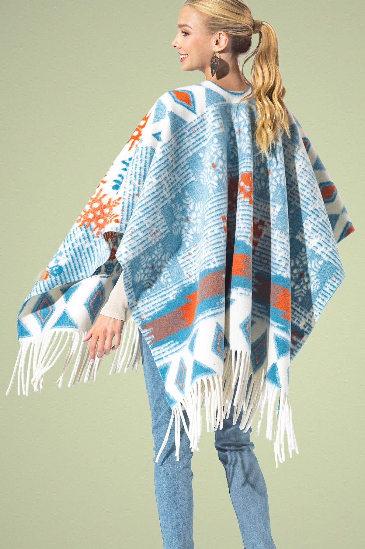 Yarn-dyed Southwestern Fringe Ruana