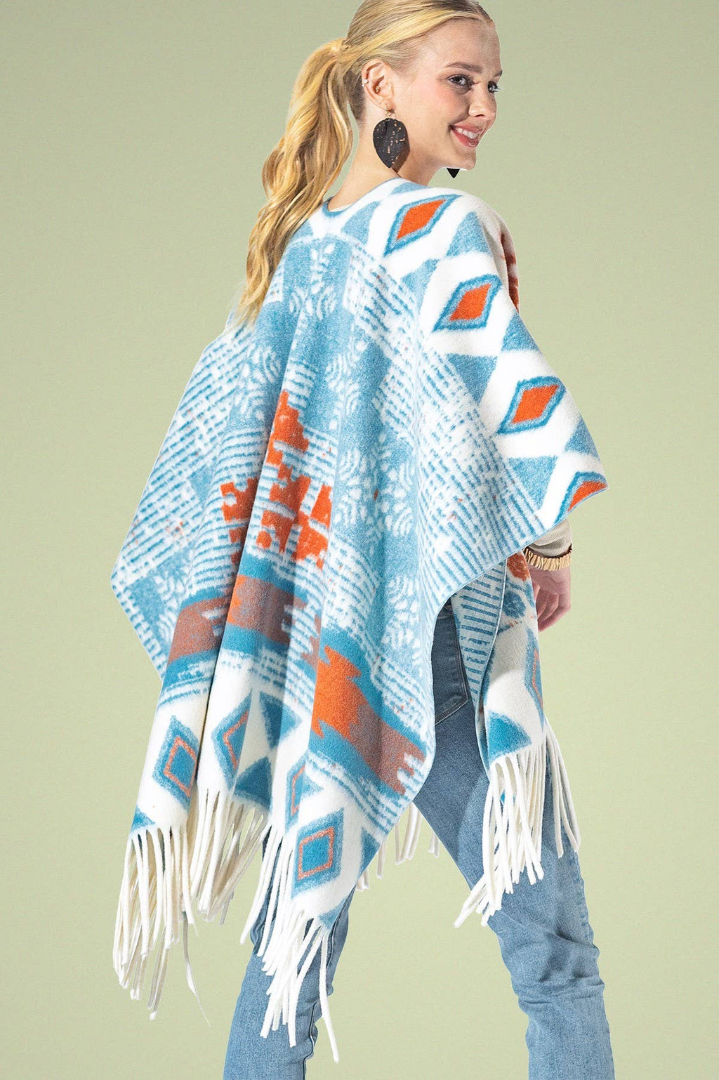 Yarn-dyed Southwestern Fringe Ruana