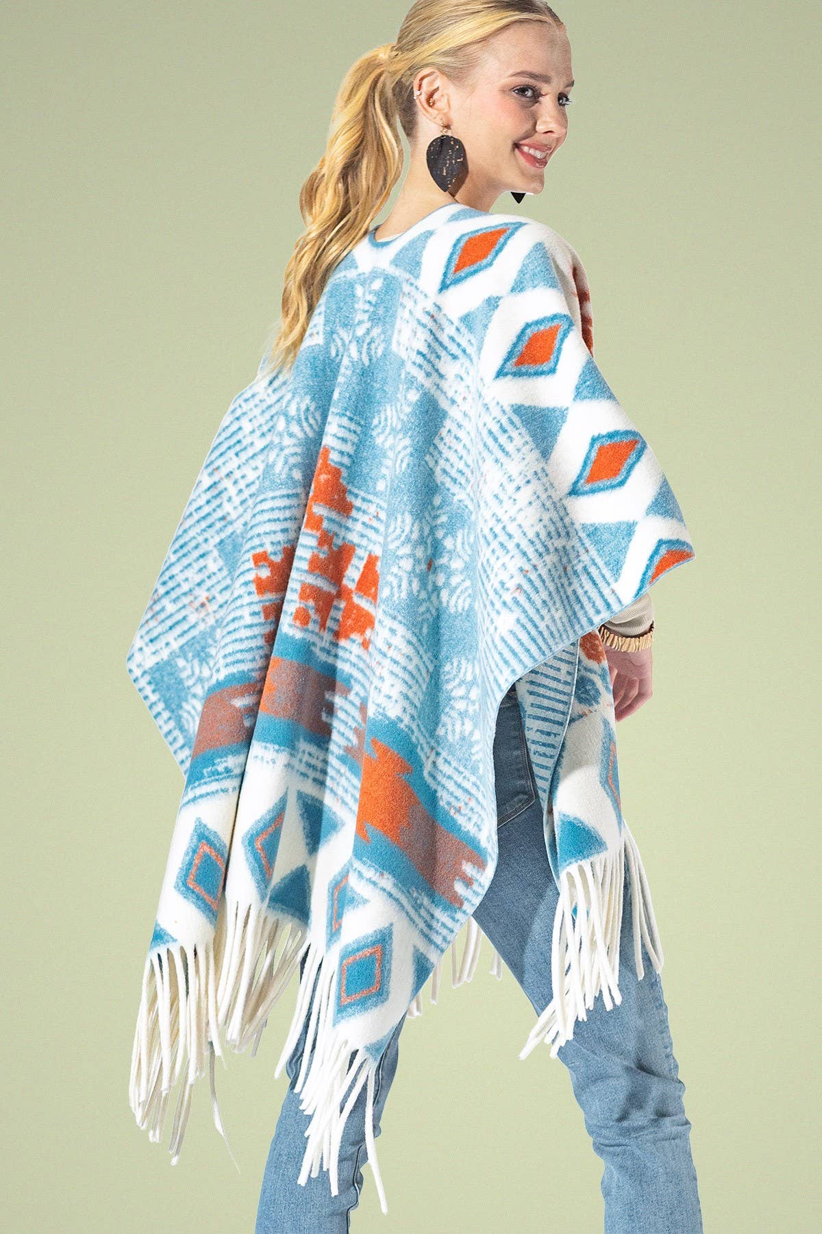 Yarn-dyed Southwestern Fringe Ruana